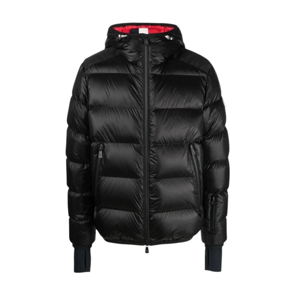 Moncler Zwarte donsjack met rits Black Heren