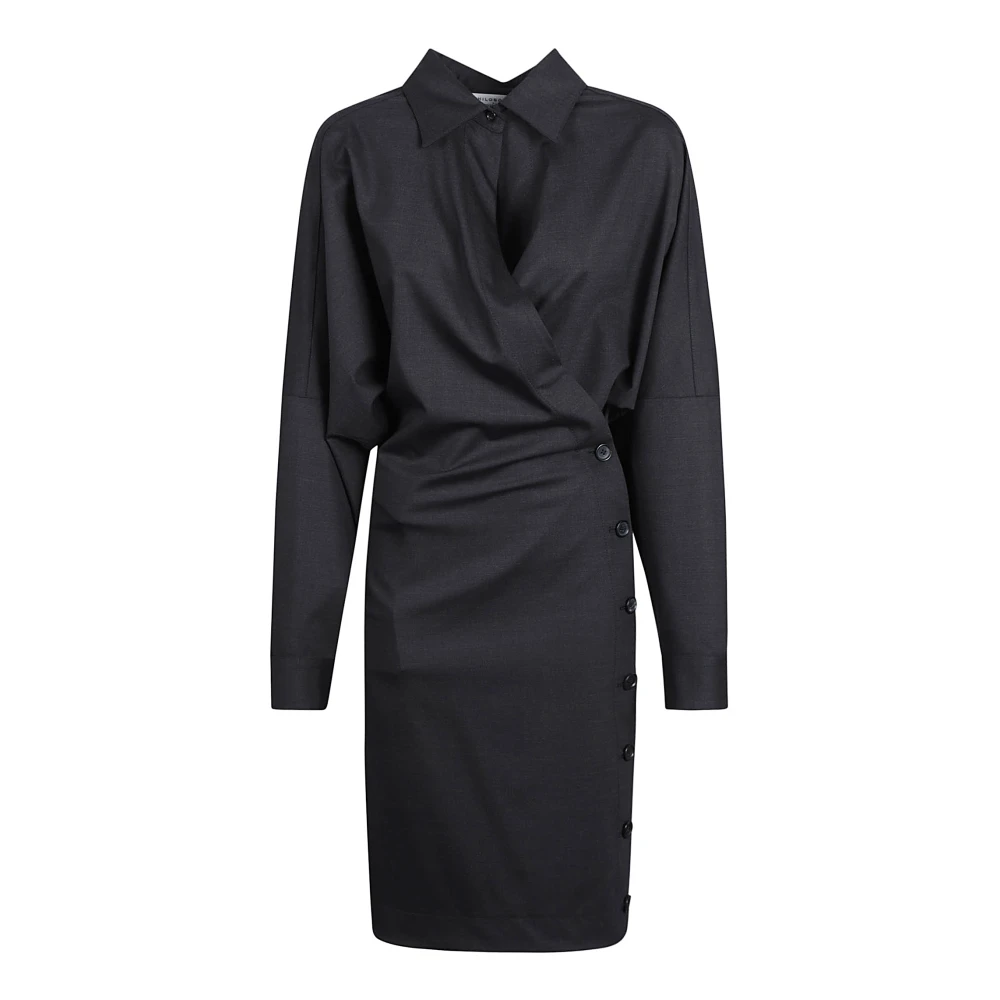 Philosophy di Lorenzo Serafini Grijze Wrap Jurk Elegante V-Hals Black Dames
