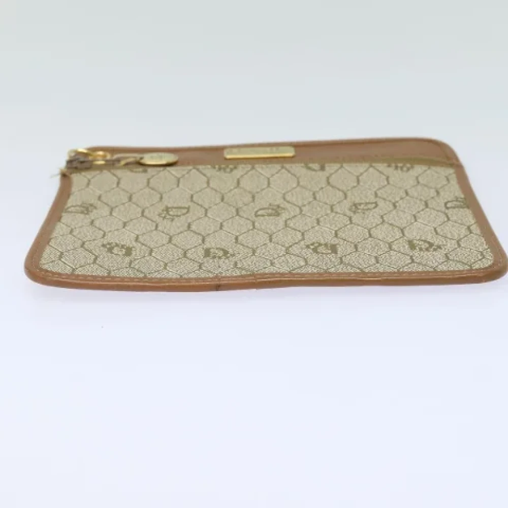 Dior Vintage Pre-owned Leather pouches Beige Dames