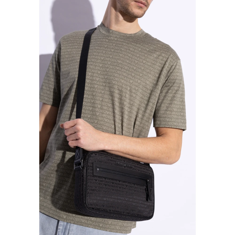Emporio Armani Schoudertas met monogram Black Heren