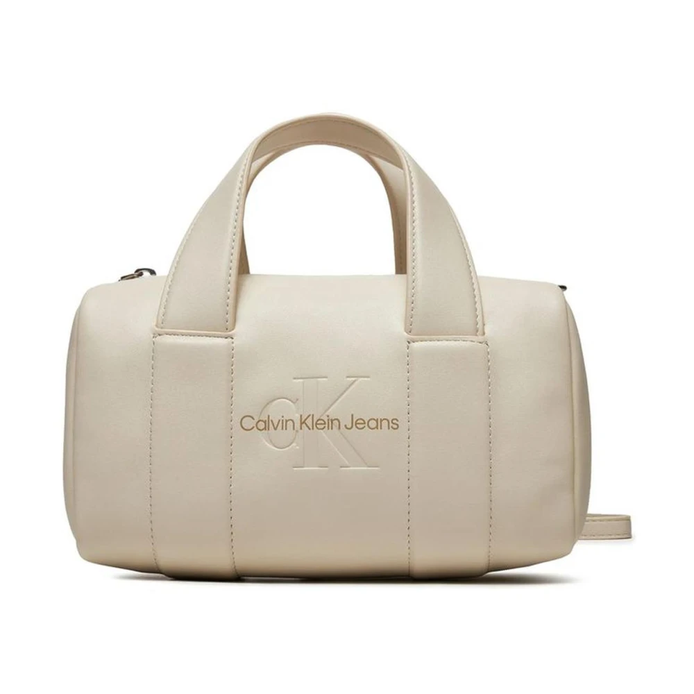 Calvin Klein Jeans Gestructureerde Synthetisch Leren Handtas Beige Dames
