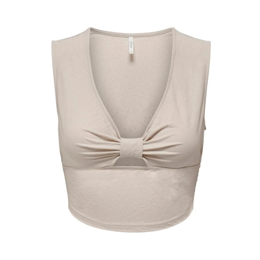 Only Women's White Sleeveless V-Neck Top - Sleeveless Tops - L - Tops