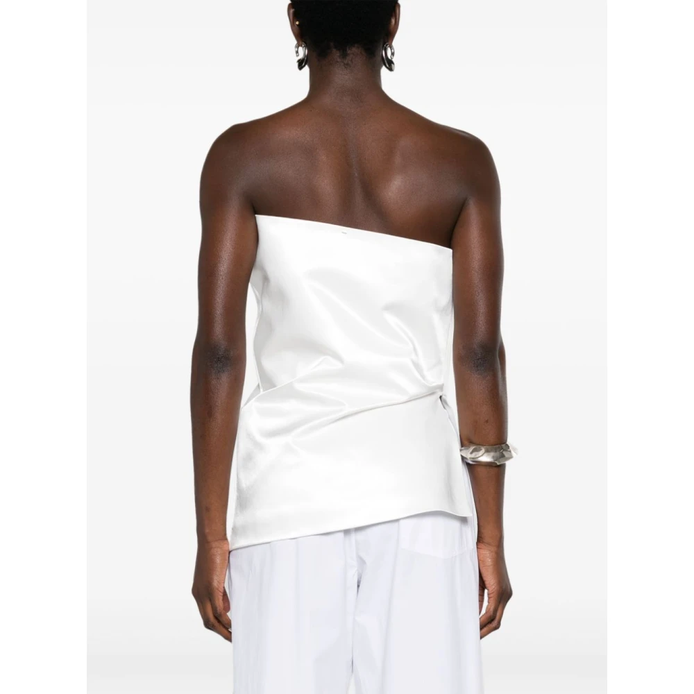 SPORTMAX Witte Satijnen Gelaagde Strapless Top White Dames