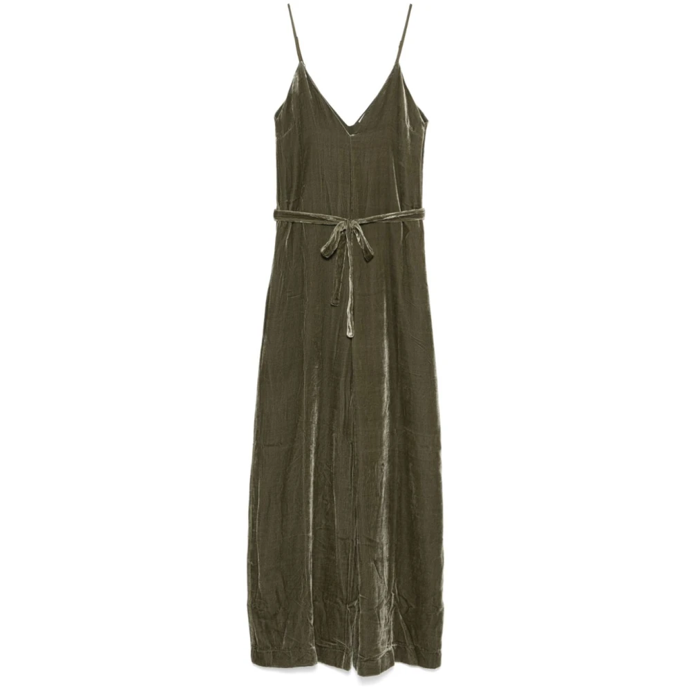Gold Hawk Groene Velvet Palazzo Jurk met V-hals Green Dames