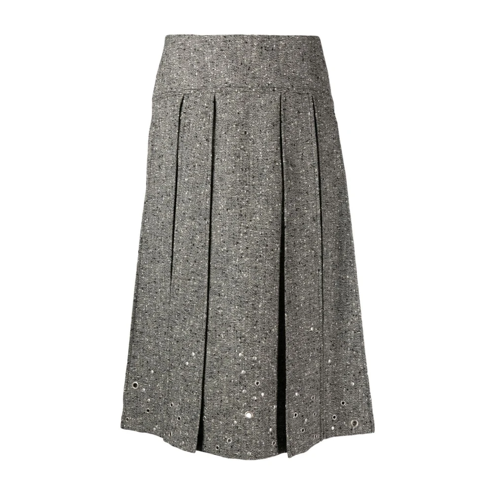 Durazzi Milano Grijze Geplooide Midi Rok met Studs en Metalen Oogjes Gray Dames