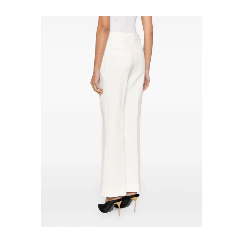 Victoria Beckham Wijde Ivoor Broek met Been Naad Beige Dames