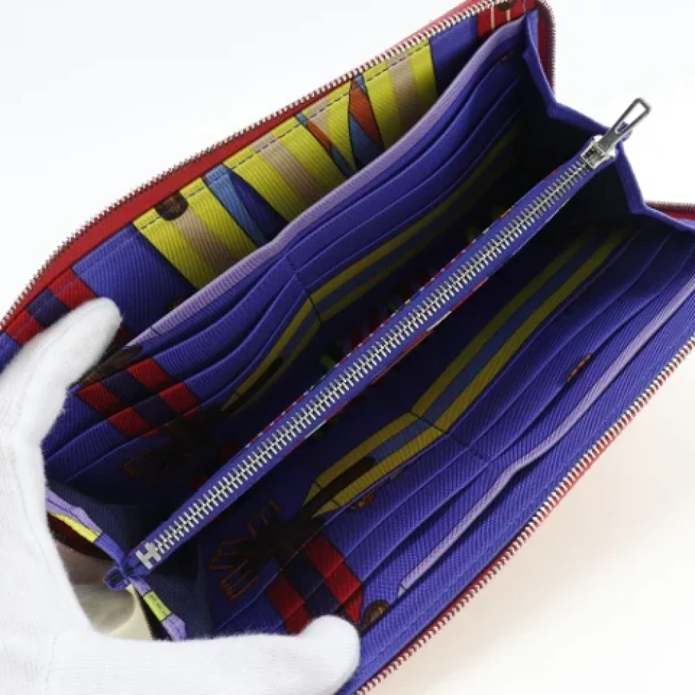 Hermès Vintage Pre-owned Fabric wallets Red Dames