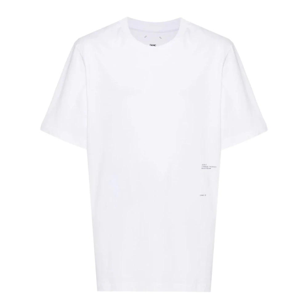 Oamc Biologisch Katoenen Wit T-shirt met Grafische Print White Heren