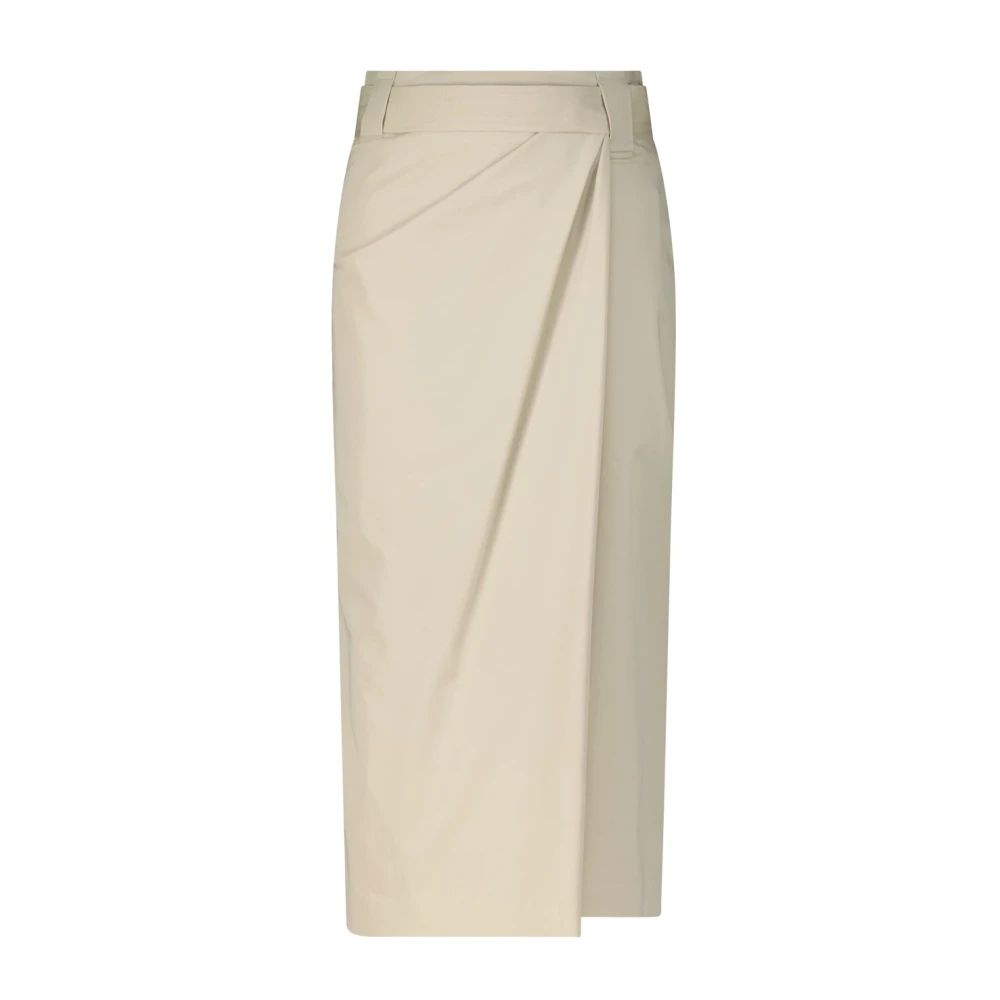 Windsor Wikkellook Katoenen Midi Rok Beige Dames