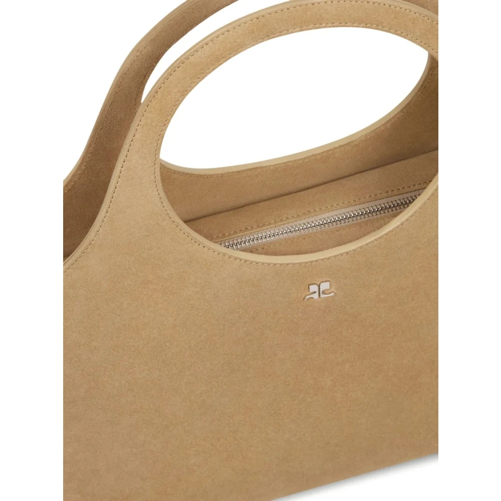 Courrèges Suede Clutch Tas in Fawn Beige Dames