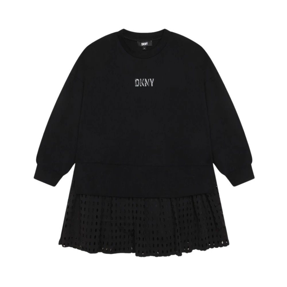 Dkny Långärmad enfärgad sportklänning Black, Flicka