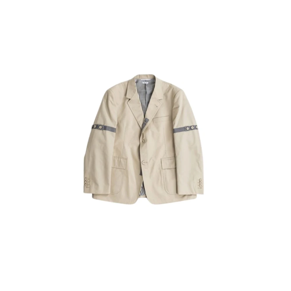 Thom Browne Beige blazerjas met gestreepte voering Beige Heren