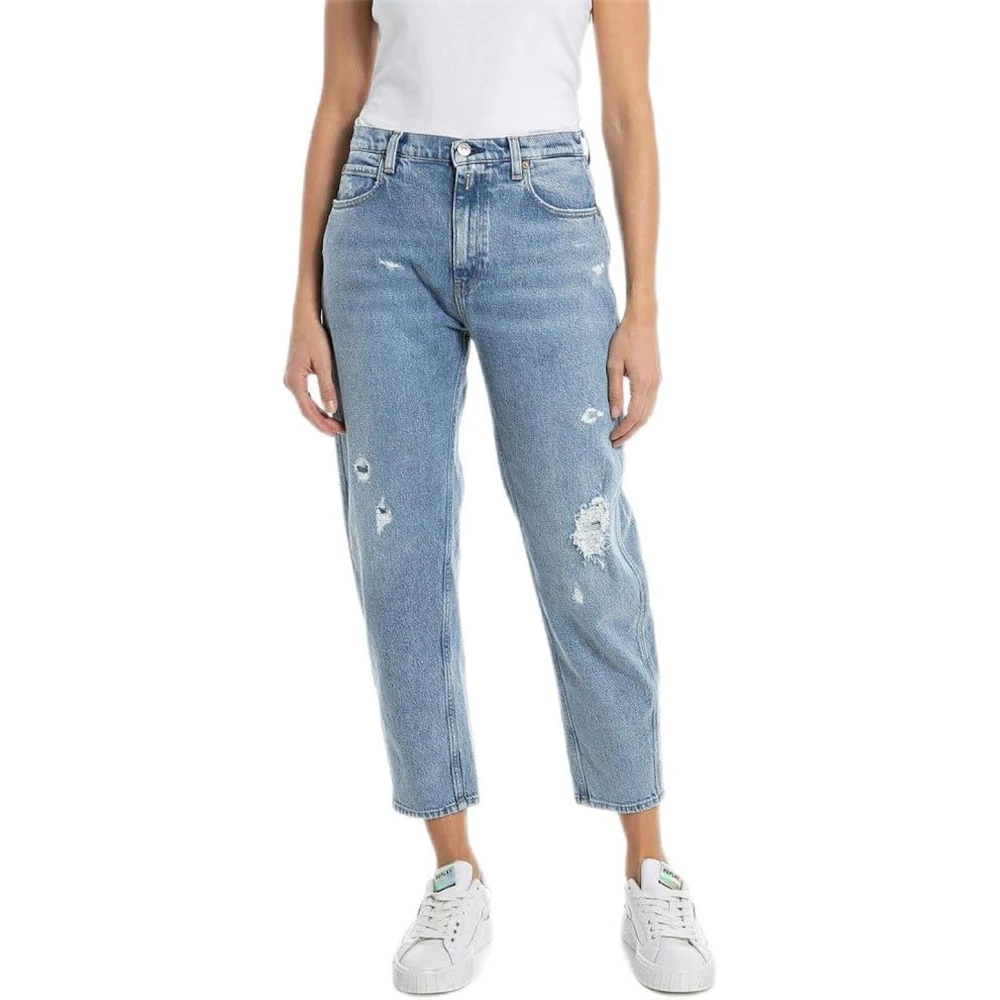 Replay Ballon fit jeans met hoge taille Blue Dames