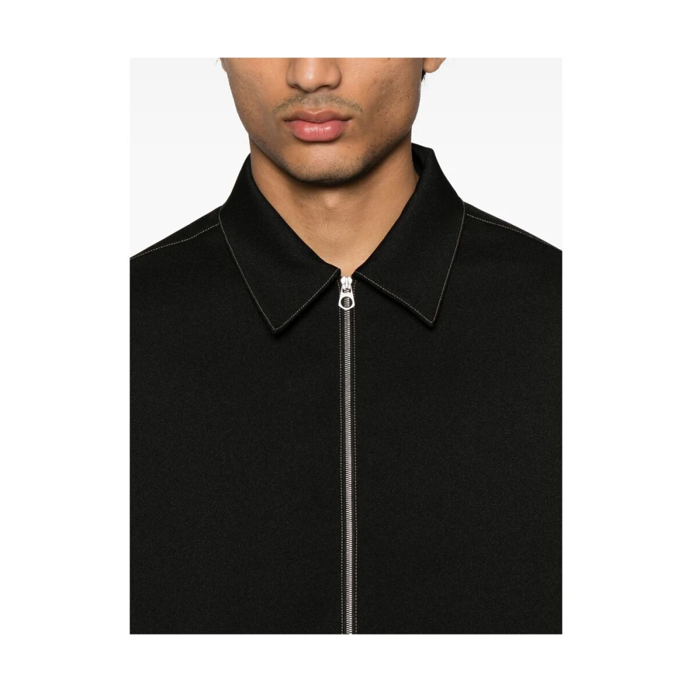 Jil Sander Zwarte Rits Voorkant Shirt Black Heren