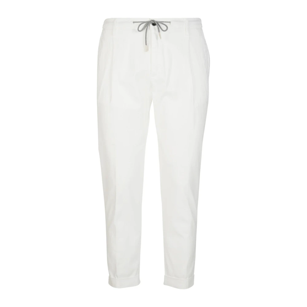 Eleventy Men's White Slim-Fit Trousers, W30, Stretch Cotton Jogger Trousers