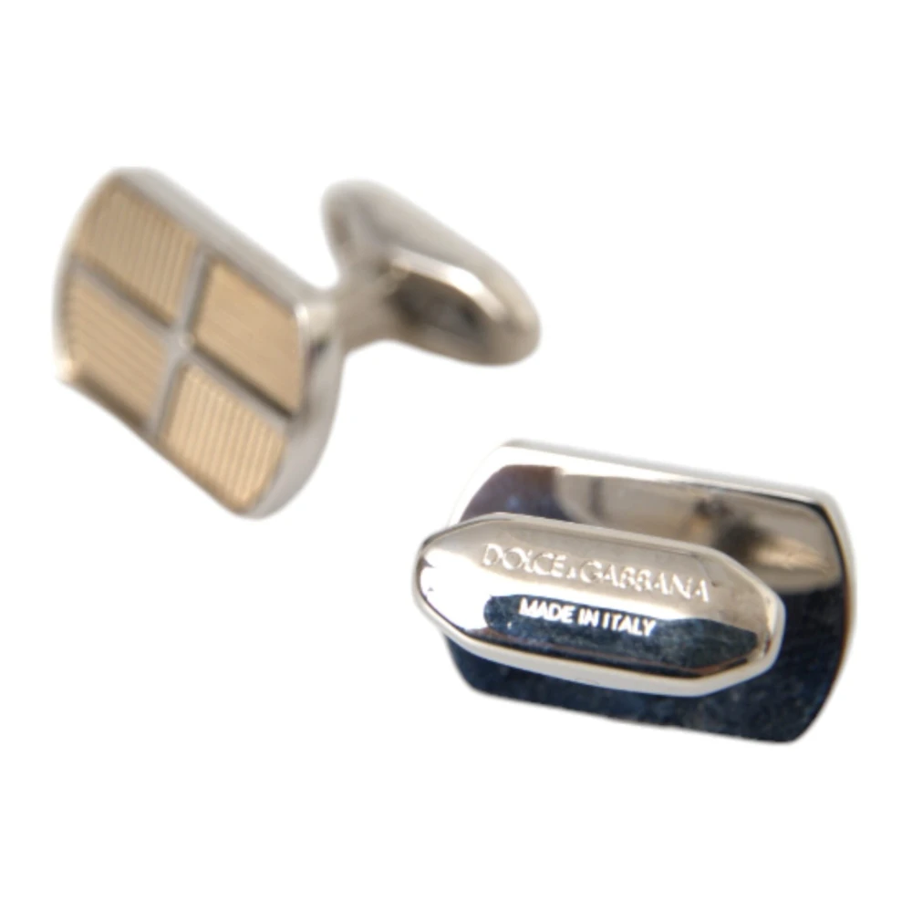 Dolce & Gabbana Zilver en Goud Messing Manchetknopen Yellow Heren