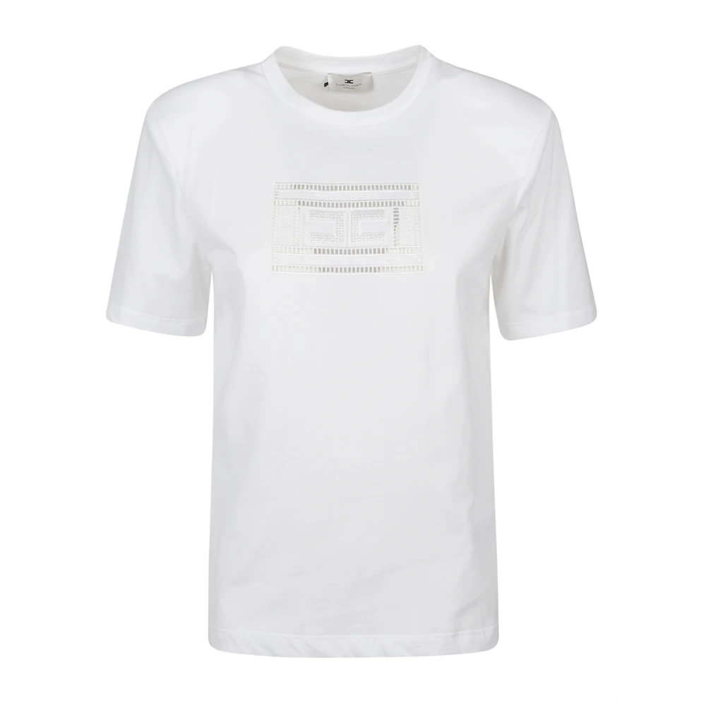 Elisabetta Franchi Casual Katoenen T-Shirt voor Vrouwen White Dames