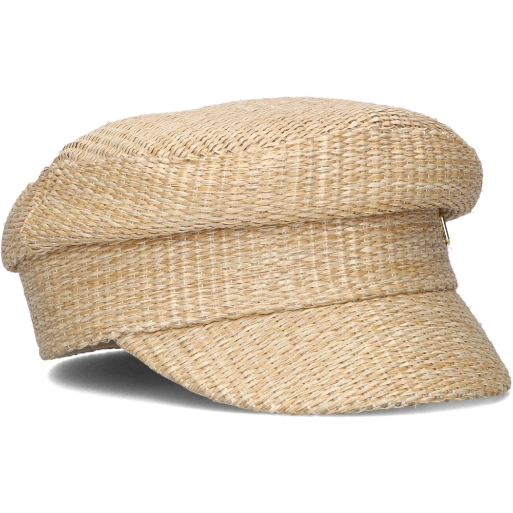 Josh V Gouden Logo Polyester Cap met Riete Look Beige Dames