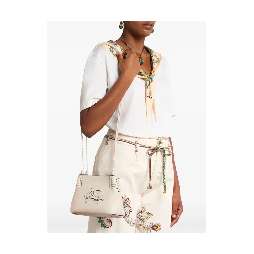 ETRO Gevlochten Top Handvat Beige Leren Tas Beige Dames
