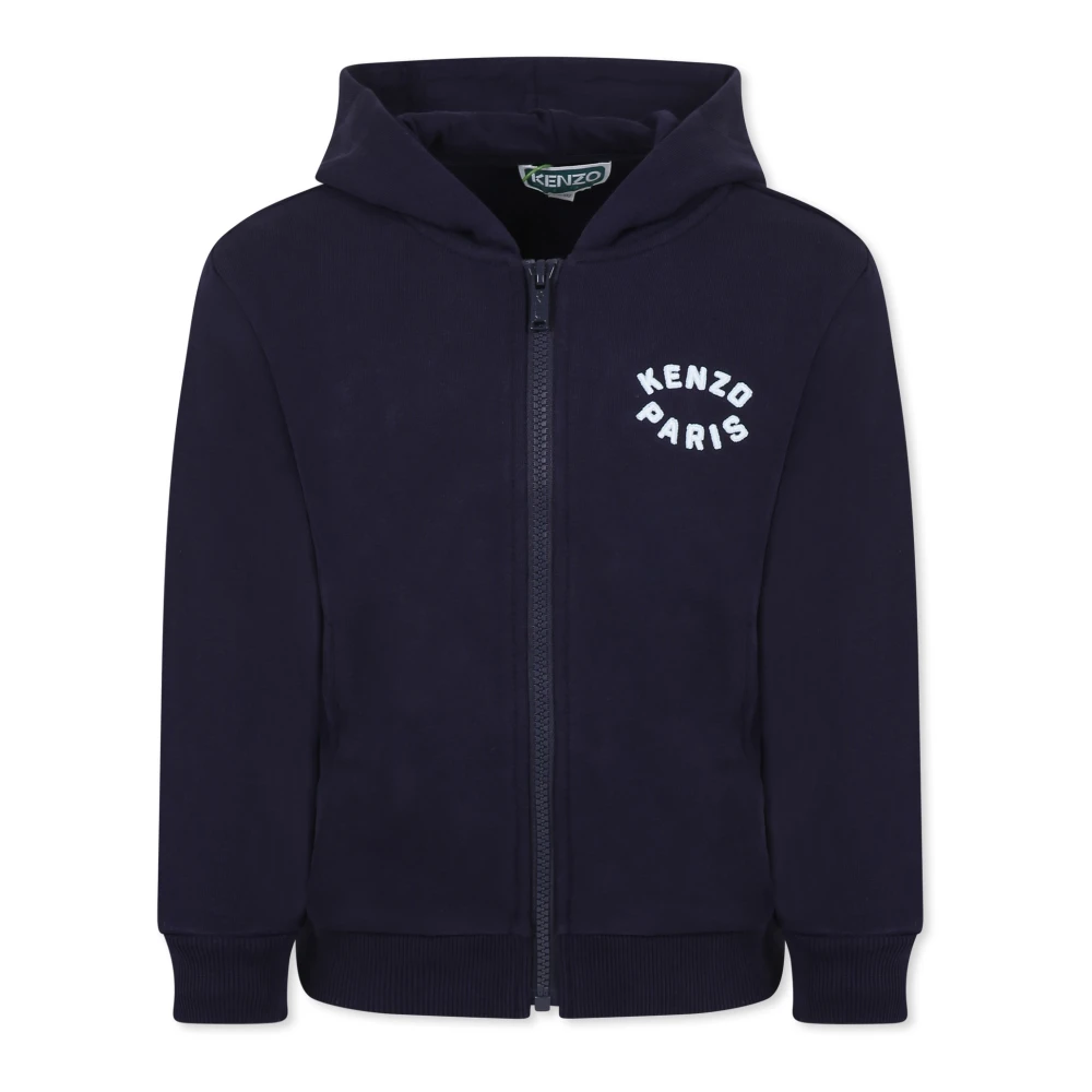 Kenzo Blå Huva Tröja med Dragkedja Blue, Unisex