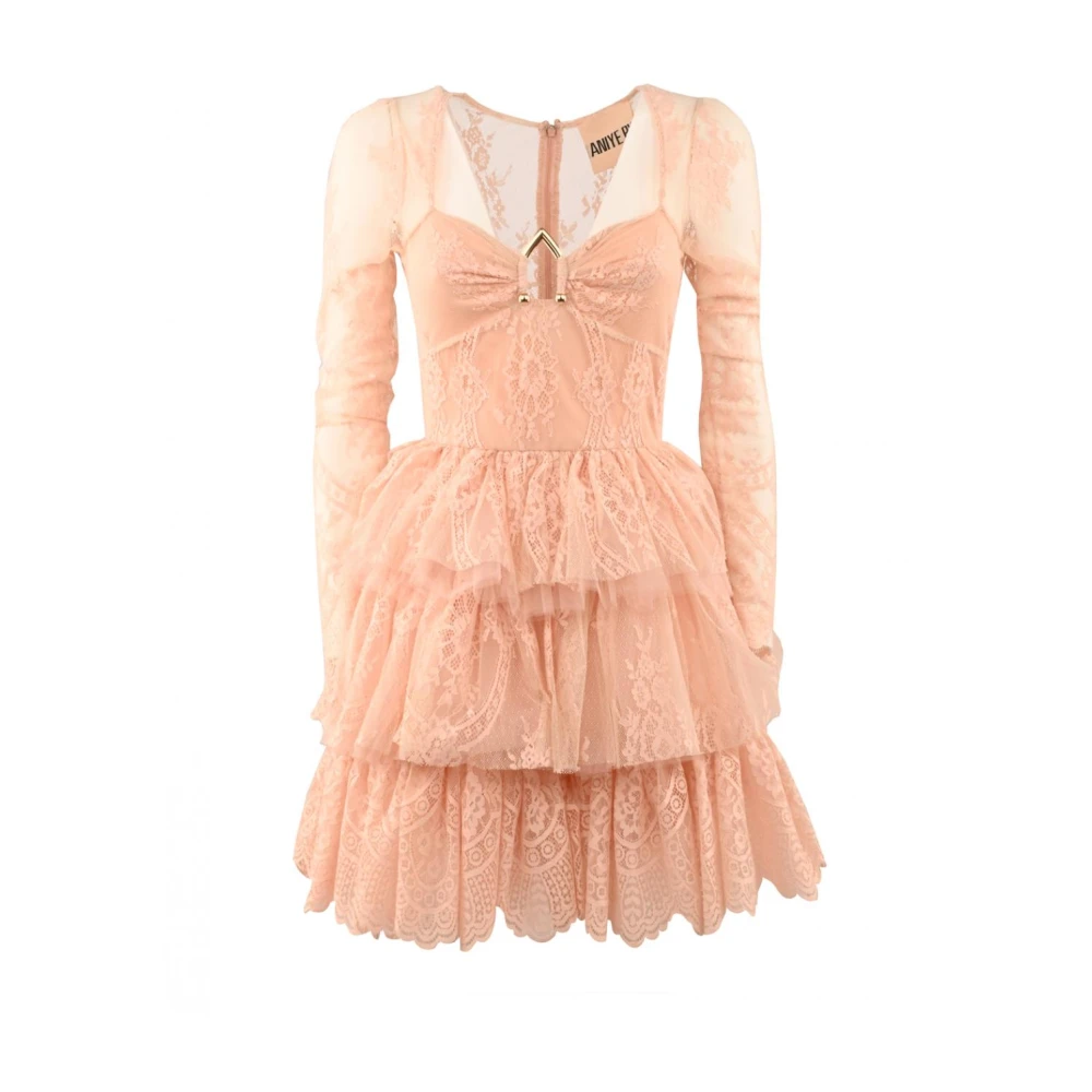 Aniye By Metallic V-hals Tule Jurk Pink Dames