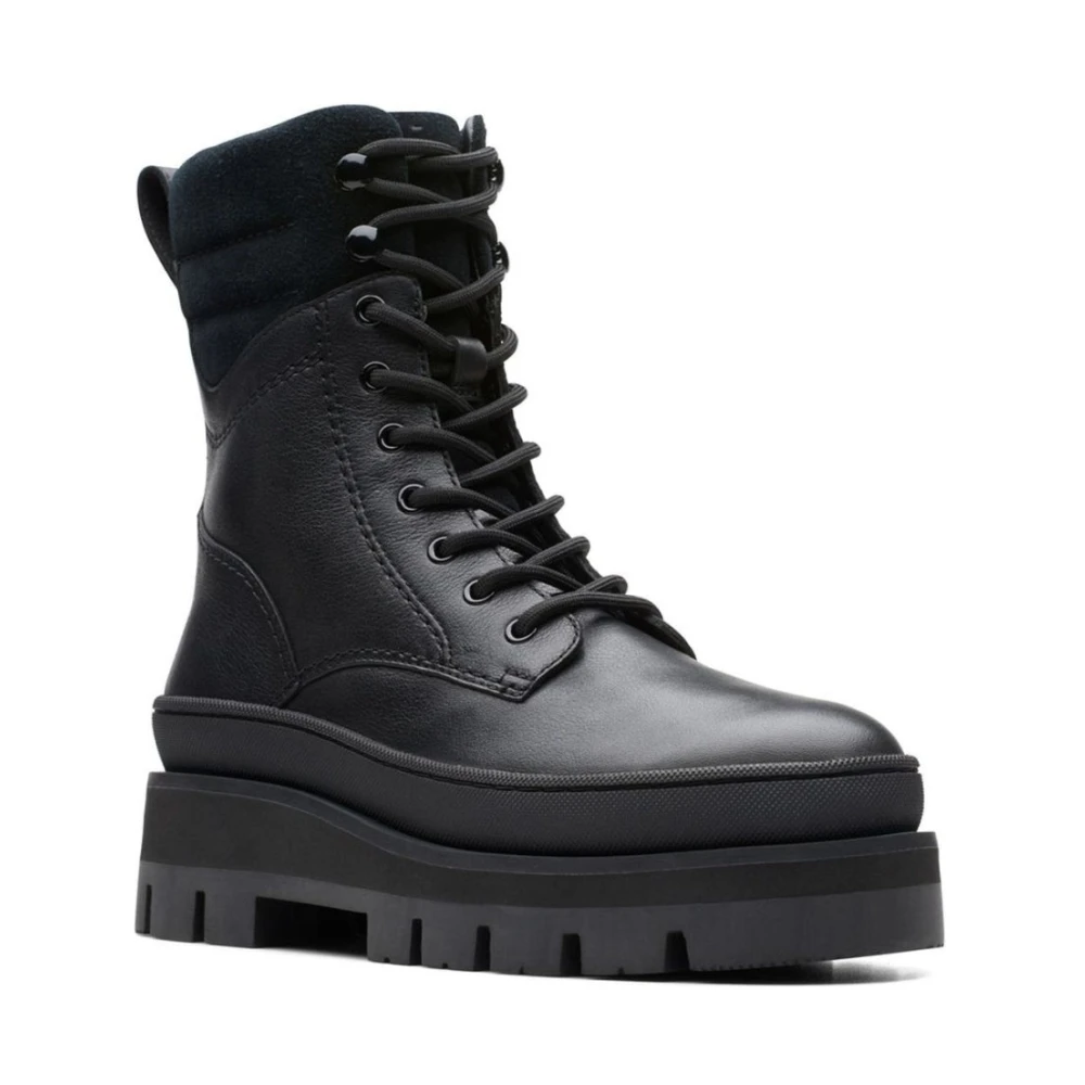 Clarks Women's Black Lace-Up Ankle Boots