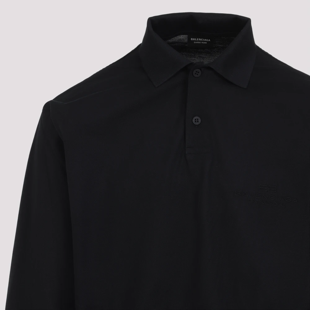 Balenciaga Polo Shirt met Lange Mouwen Black Heren