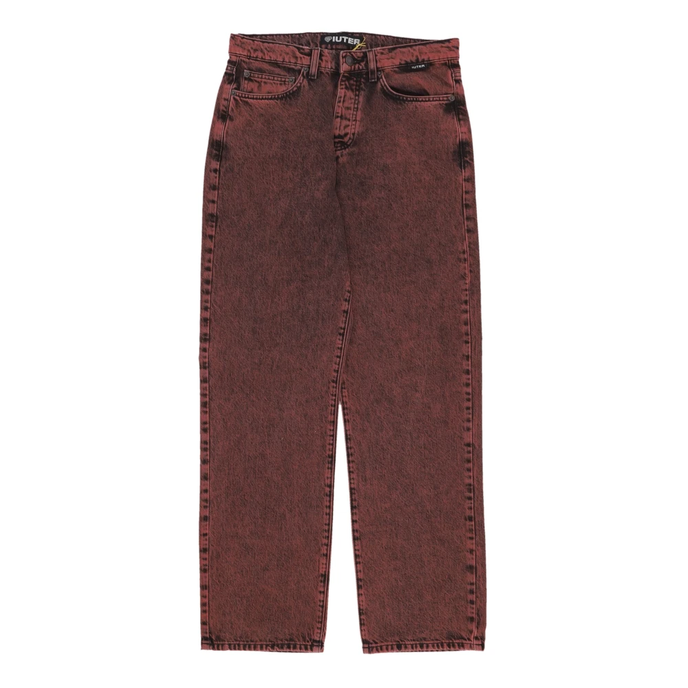 Iuter Red Straight Fit Jeans, Male, W28, Loose Denim Trousers Brick
