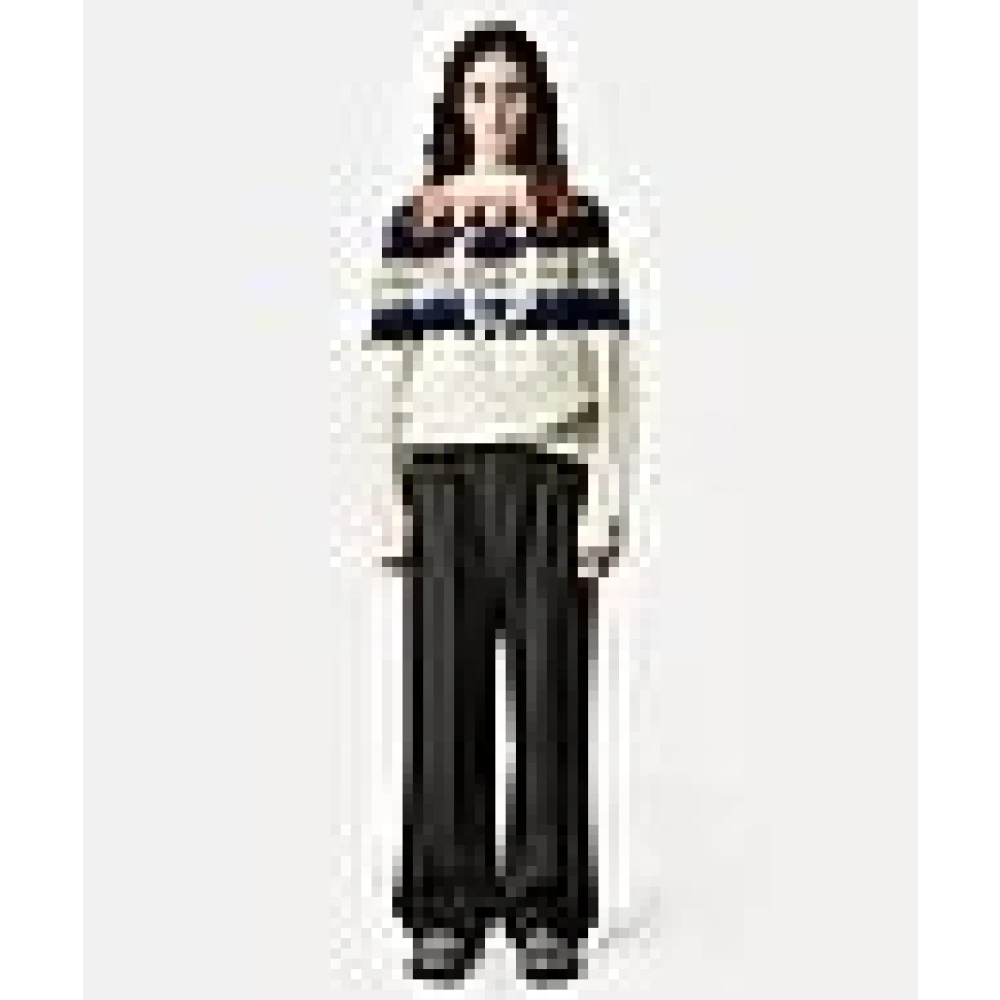 Forte Hoge taille zwarte wollen broek Black Dames