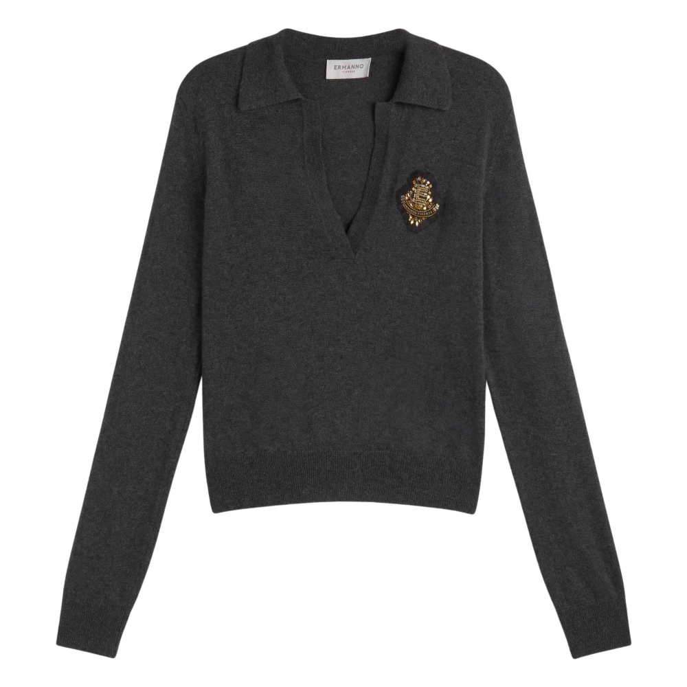 Ermanno Scervino Kralen Patch Jersey Top Black Dames
