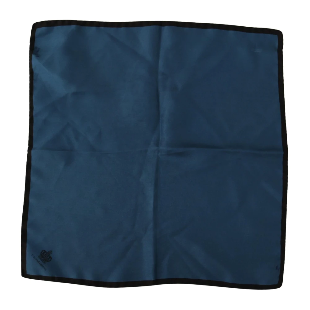 Dolce & Gabbana Men's Blue Silk Square Scarf With Logo Details
