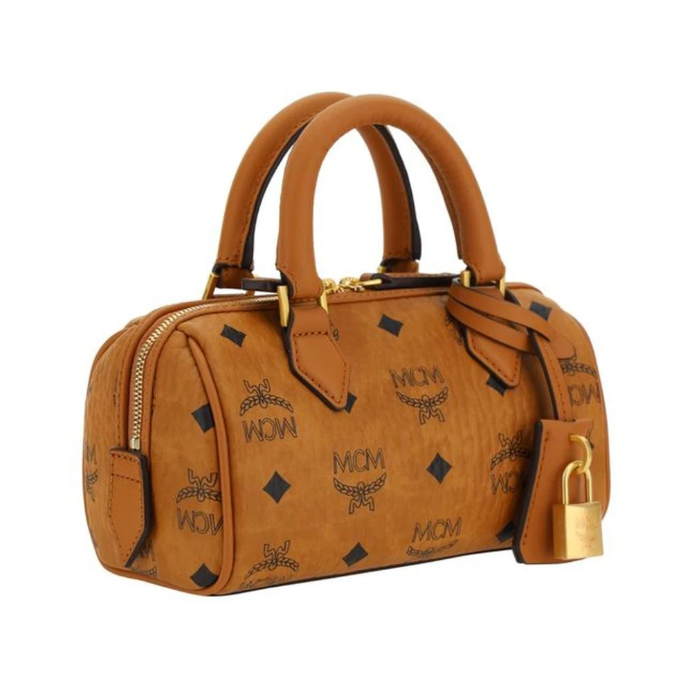 MCM Ella Boston Handtas met Buisvormige Handvatten Brown Dames