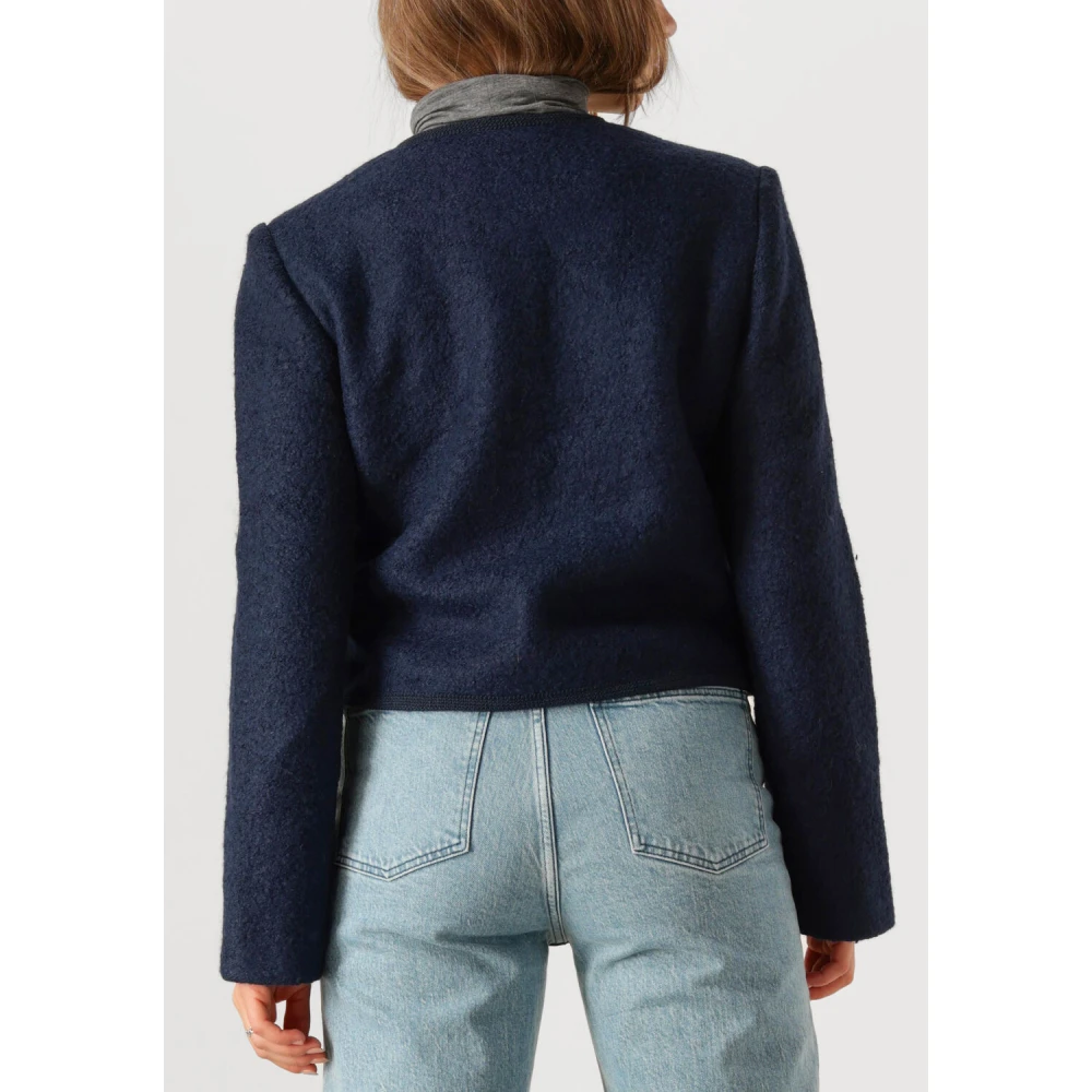 moss copenhagen Elegante Donkerblauwe Wollen Jas Blue Dames