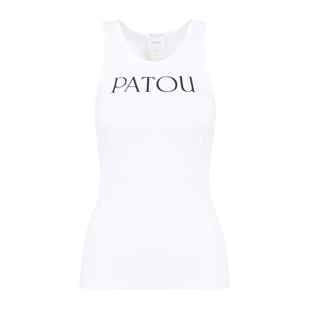 Patou Wit Katoenen Tanktop met Logo White Dames