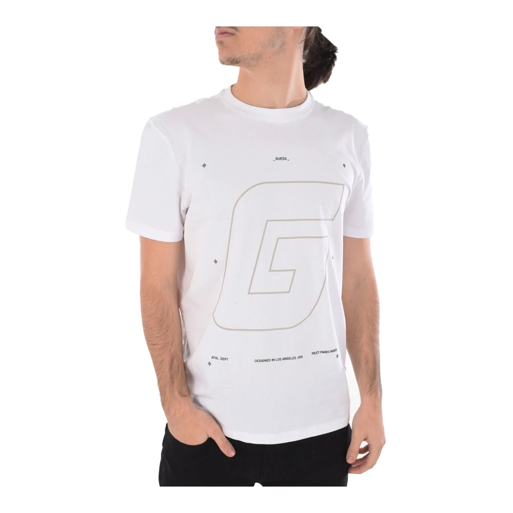 Guess Katoenen Logo Print T-shirt White Heren