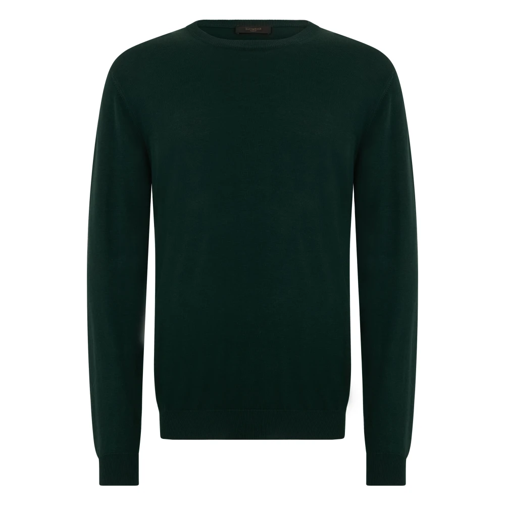 Slowear Mannelijk Groente Truien & Vesten Heren, Groen, Xl, Katoen, Trui Met Ronde Hals