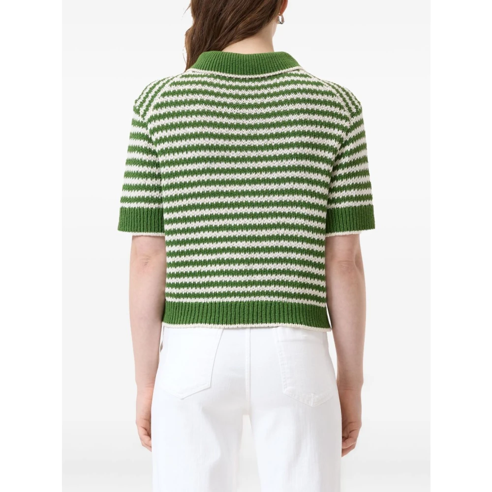 closed Groene Gestreepte Trui Met Knoopsluiting Korte Mouwen Green Dames