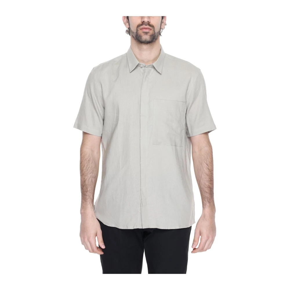 Antony Morato Men's Beige Linen Short Sleeve Shirt