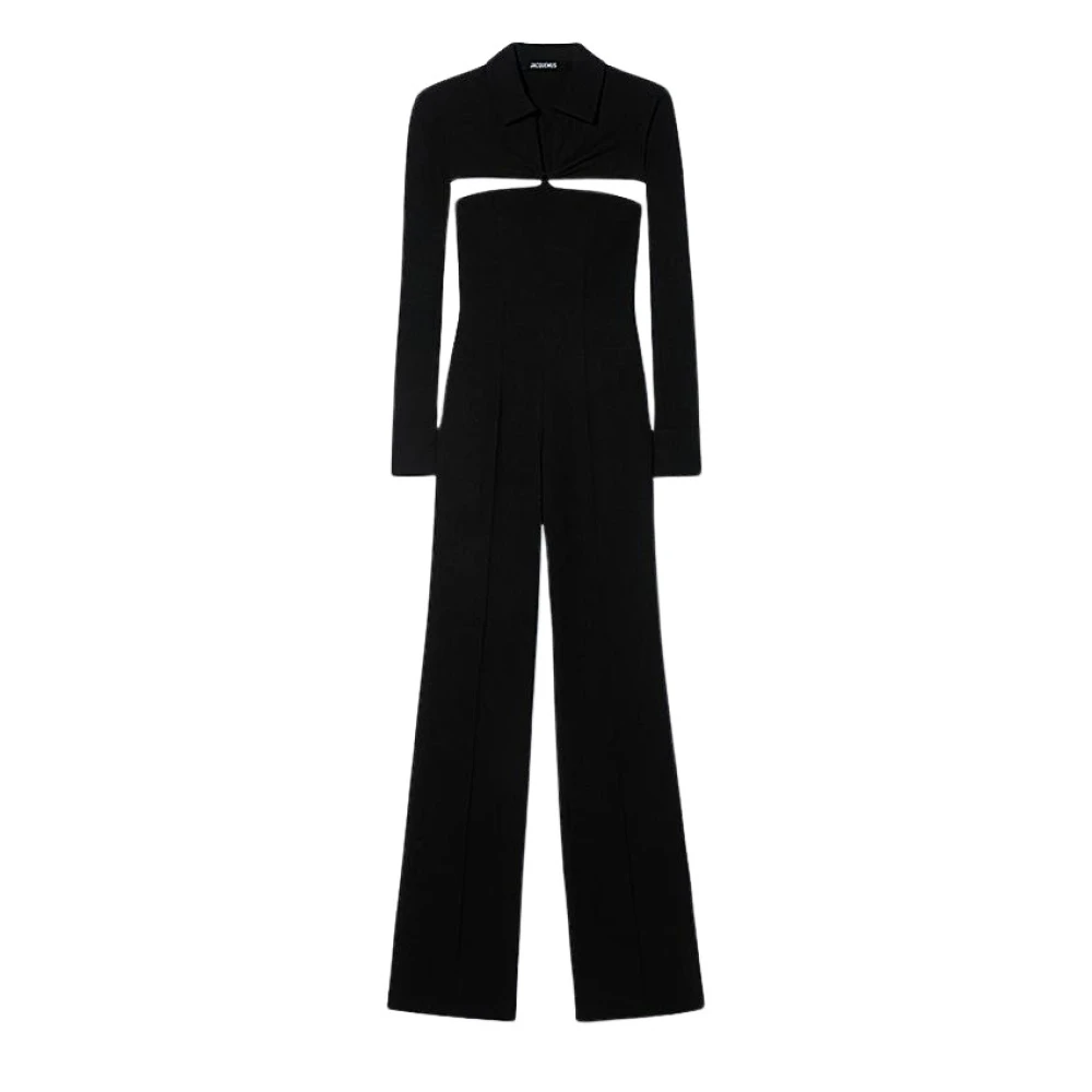 Jacquemus Lång Overall för Berget med Osynlig Dragkedja Black, Dam