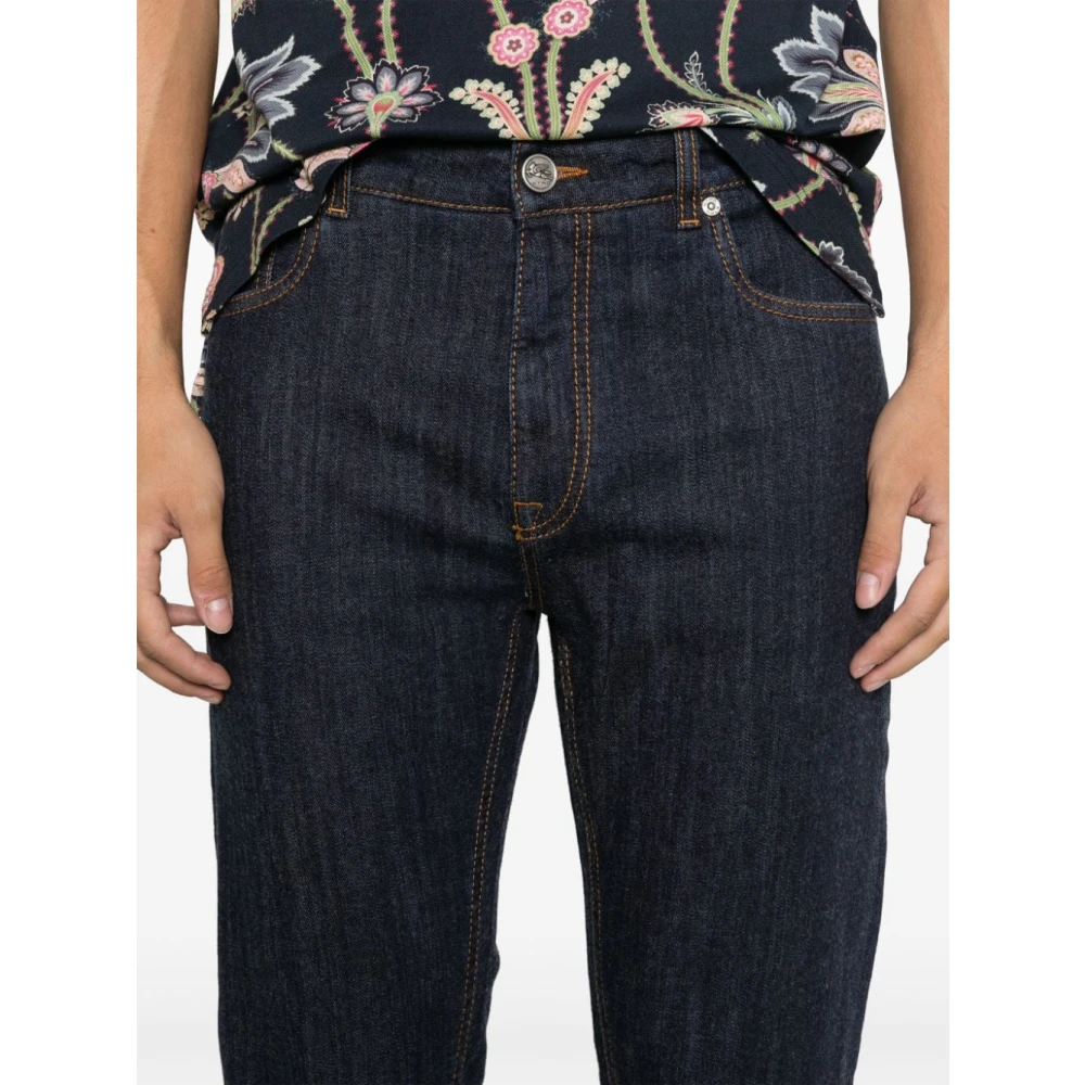 ETRO Blauwe Slim Fit Denim Jeans Blue Heren