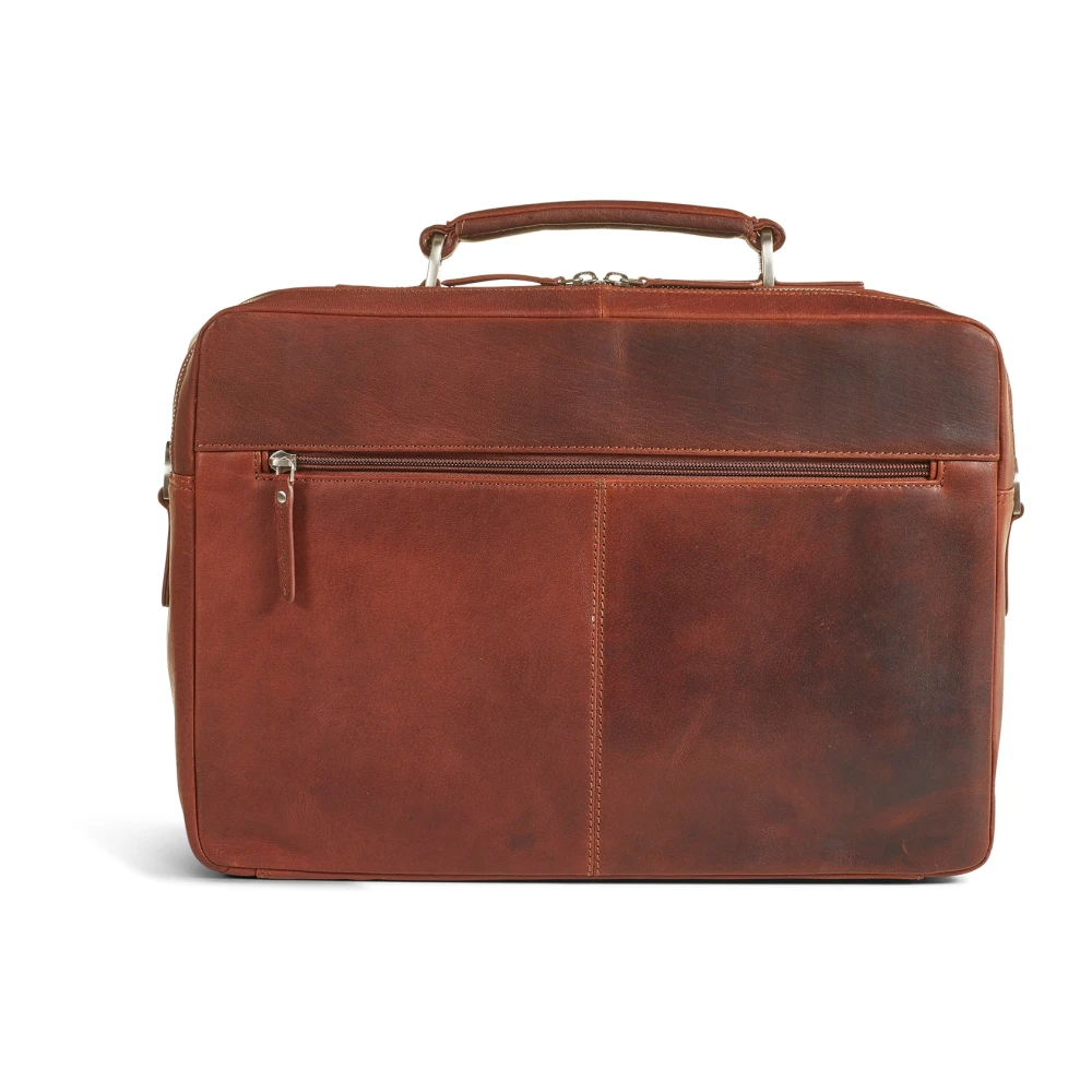 Howard London Bruin Leren Laptop Zakelijke Tas Brown Heren