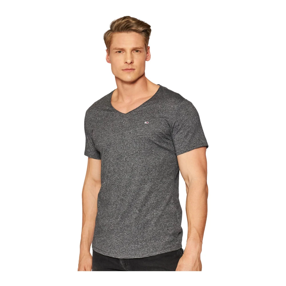 Tommy Jeans Basis V-hals T-shirt Geborduurd Logo Gray Heren