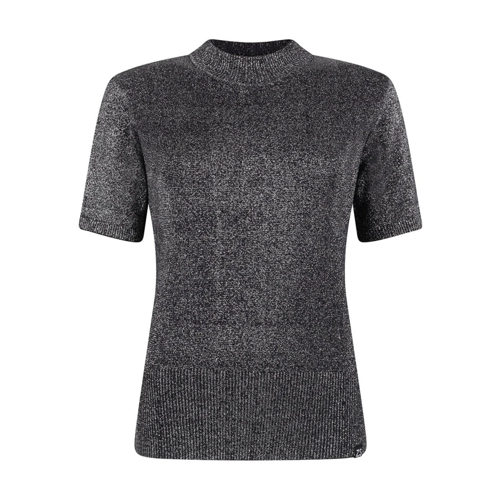 Zoso Korte Mouw Glanzende Juwelen Pullover Gray Dames