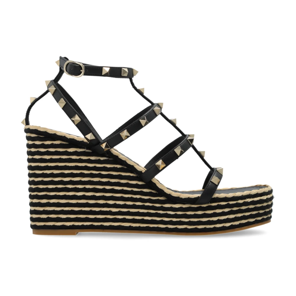 Valentino Garavani Femme Noir - Sandales Compensées Cloutées - Chaussures - Taille: 36 Eu