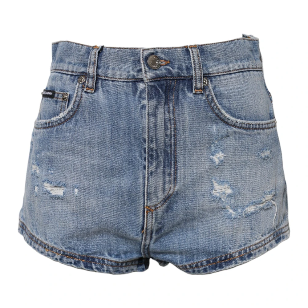 Dolce & Gabbana High Waist Denim Shorts - Female - Denim Shorts - Blue - S - Shorts - Image 3