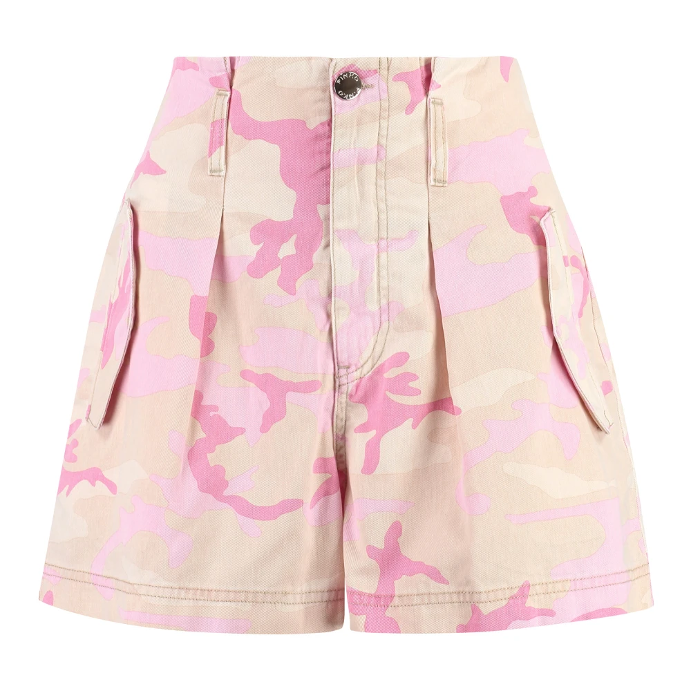 Pinko Camouflage Golf Katoenen Shorts Pink Dames