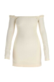 Ivory Wool Octavia Mini Sukienka
