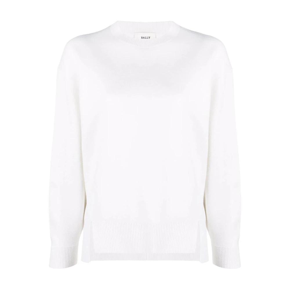 Bally Rondgebreide Hoodie met Ronde Hals White Dames