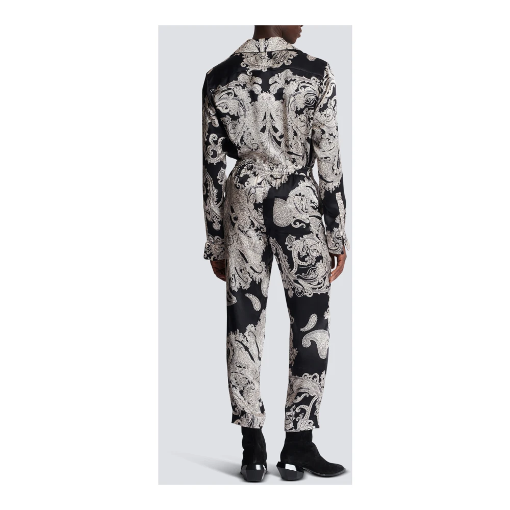 Balmain Zijden broek met paisleyprint Black Heren