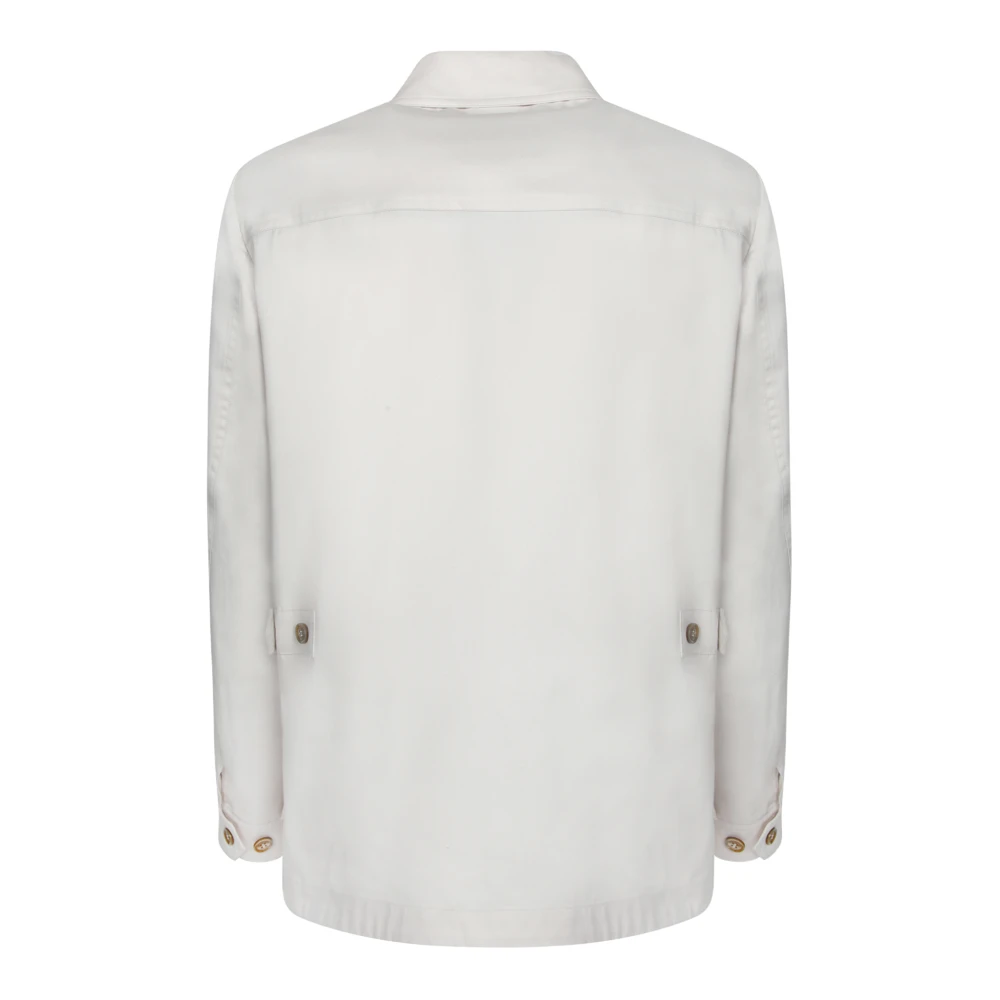 Moorer Klassieke Beige Katoenen Jas met Knopen Blue Heren